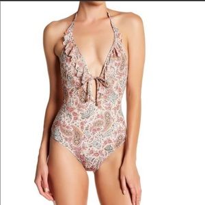NWT plus hygiene strip Low-Back Paisley/Peach swim